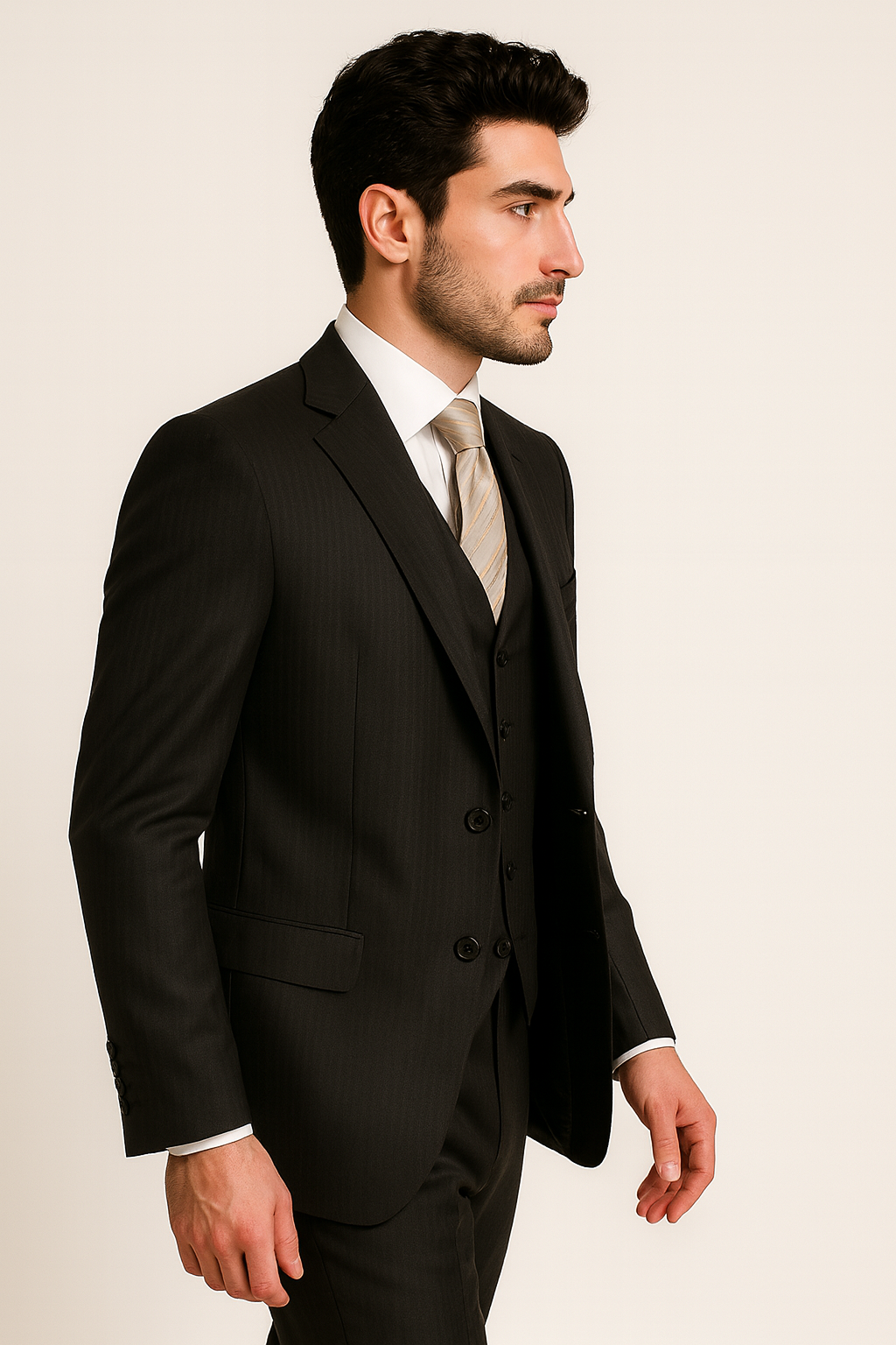 Men's 3pc Suit Brown Pinstripe Suit Brown 2 Piece Suits - Two piece Business suits Suit