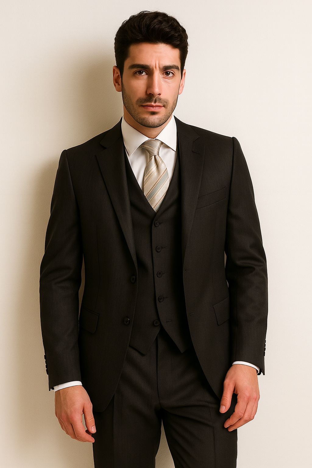 Men's 3pc Suit Brown Pinstripe Suit Brown 2 Piece Suits - Two piece Business suits Suit