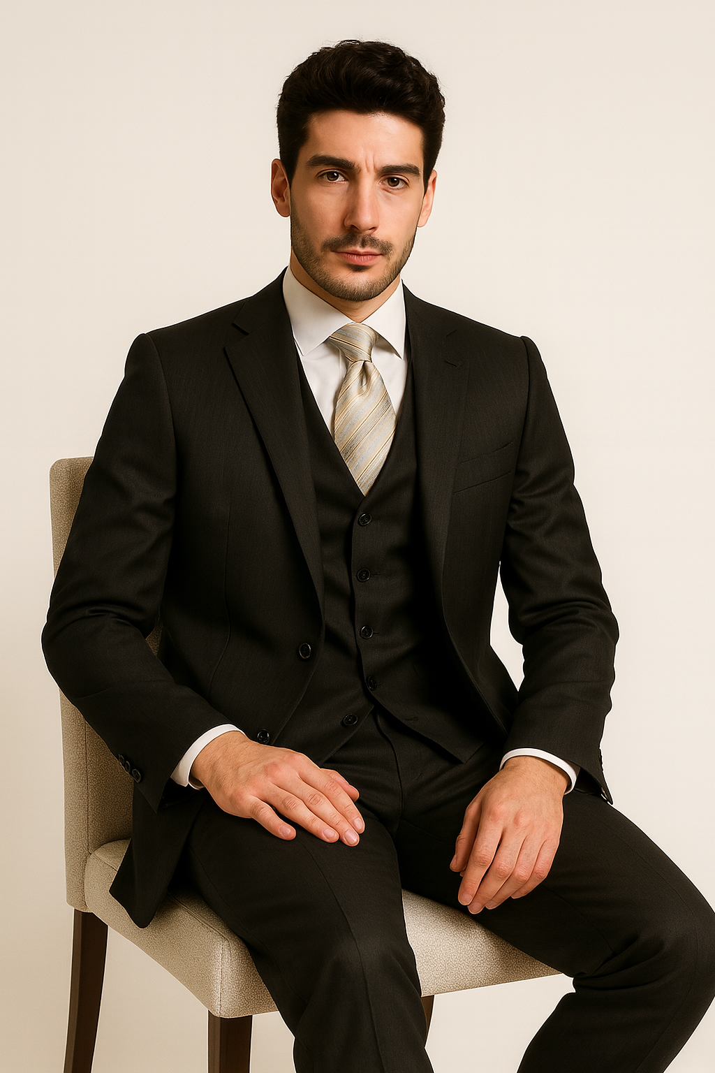 Men's 3pc Suit Brown Pinstripe Suit Brown 2 Piece Suits - Two piece Business suits Suit