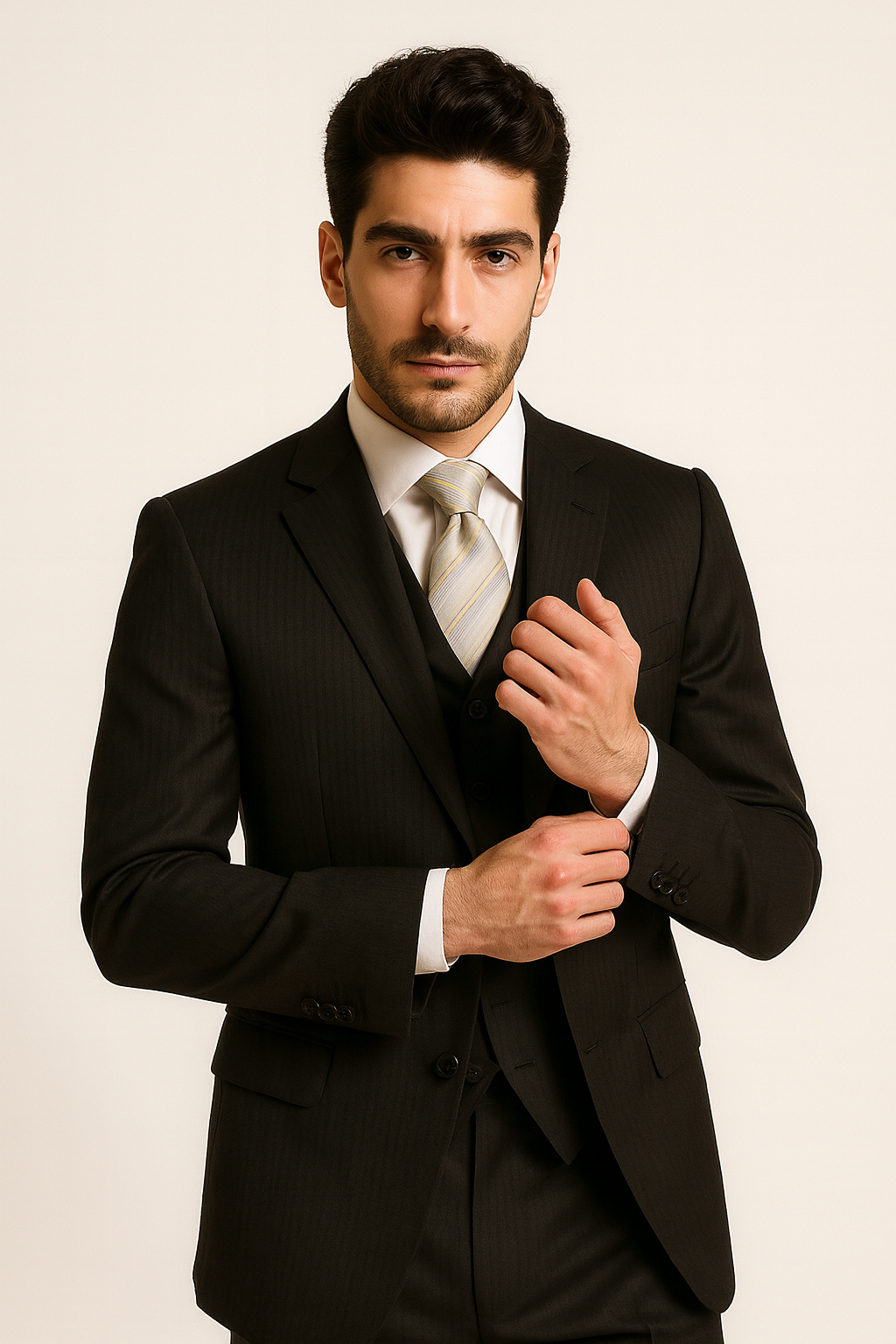 Men's 3pc Suit Brown Pinstripe Suit Brown 2 Piece Suits - Two piece Business suits Suit