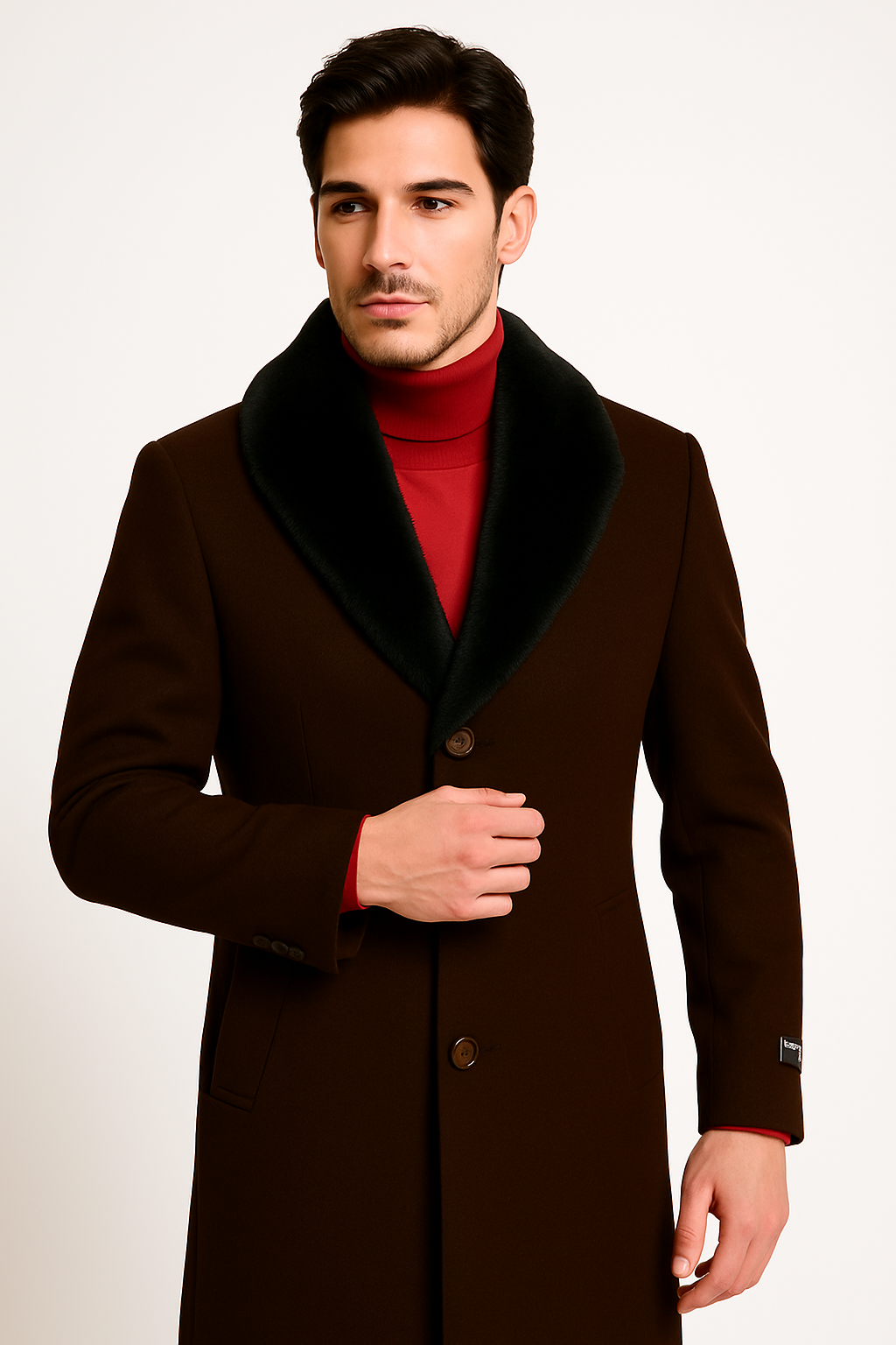 Men's Big And Tall Overcoat Long Men's Dress Topcoat - Winter coat 4XL 5XL 6XL Dark Brown