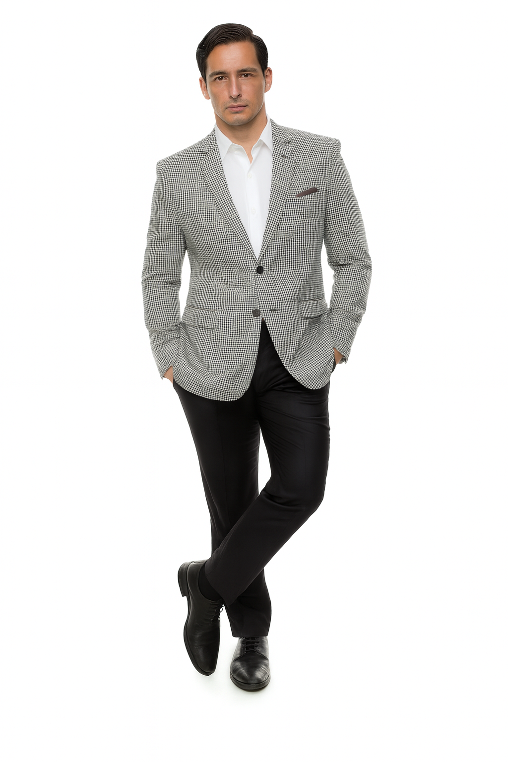 Houndstooth Blazer - Mens Small Houndstooth Wool Sport Coat