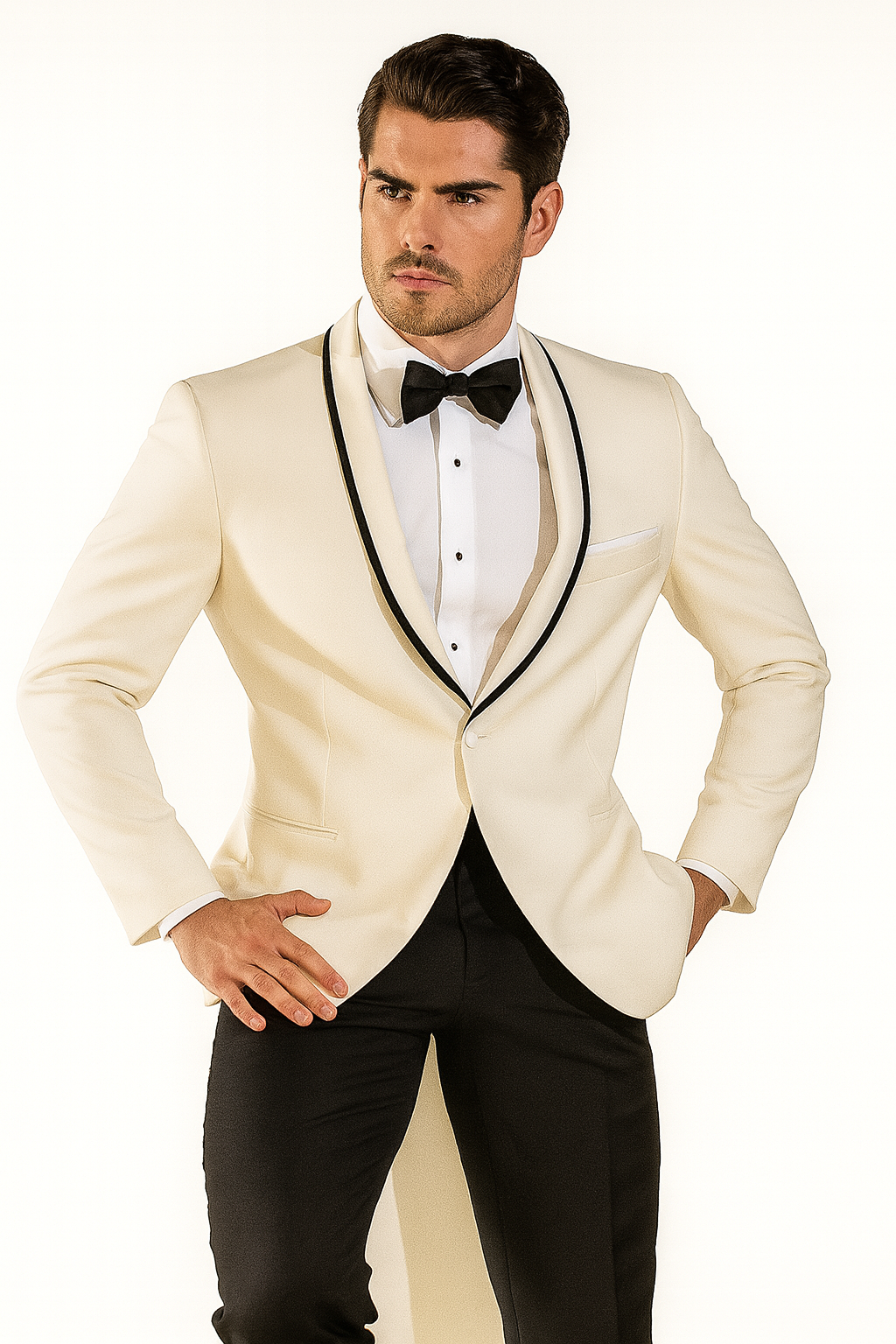 Men's One Button Ivory Tuxedo Suit