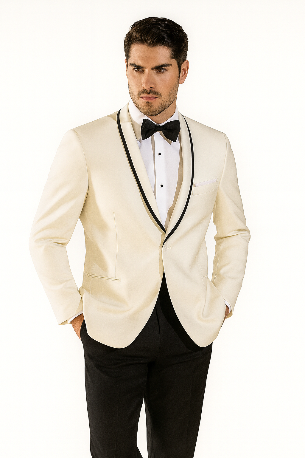 Men's One Button Ivory Tuxedo Suit