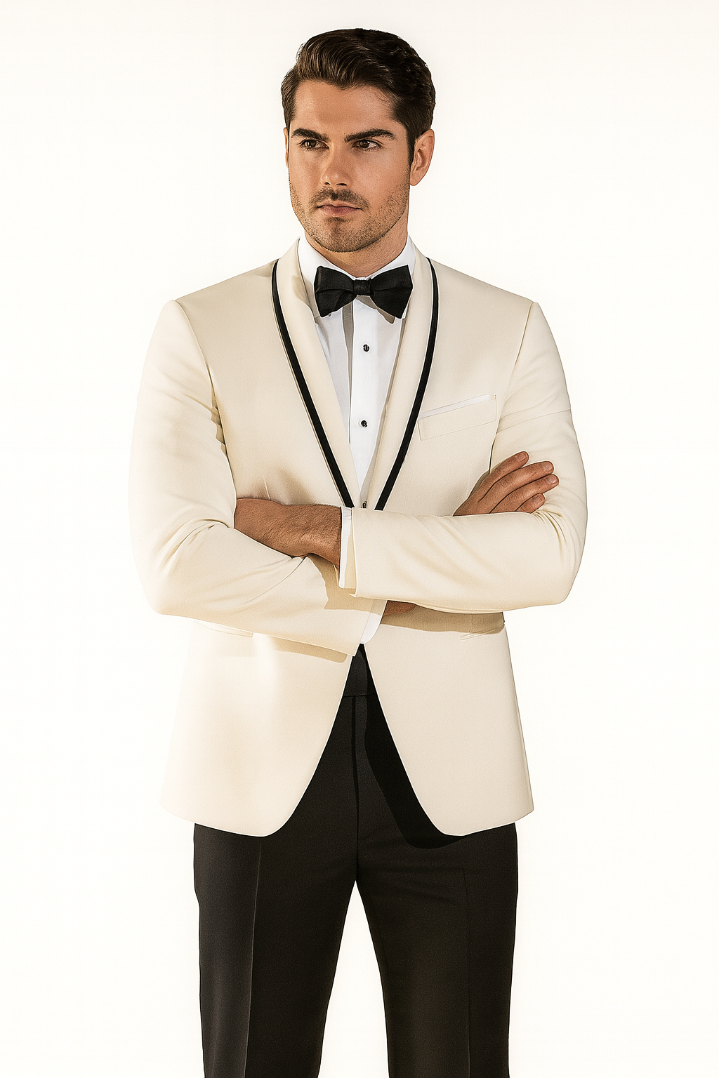 Men's One Button Ivory Tuxedo Suit