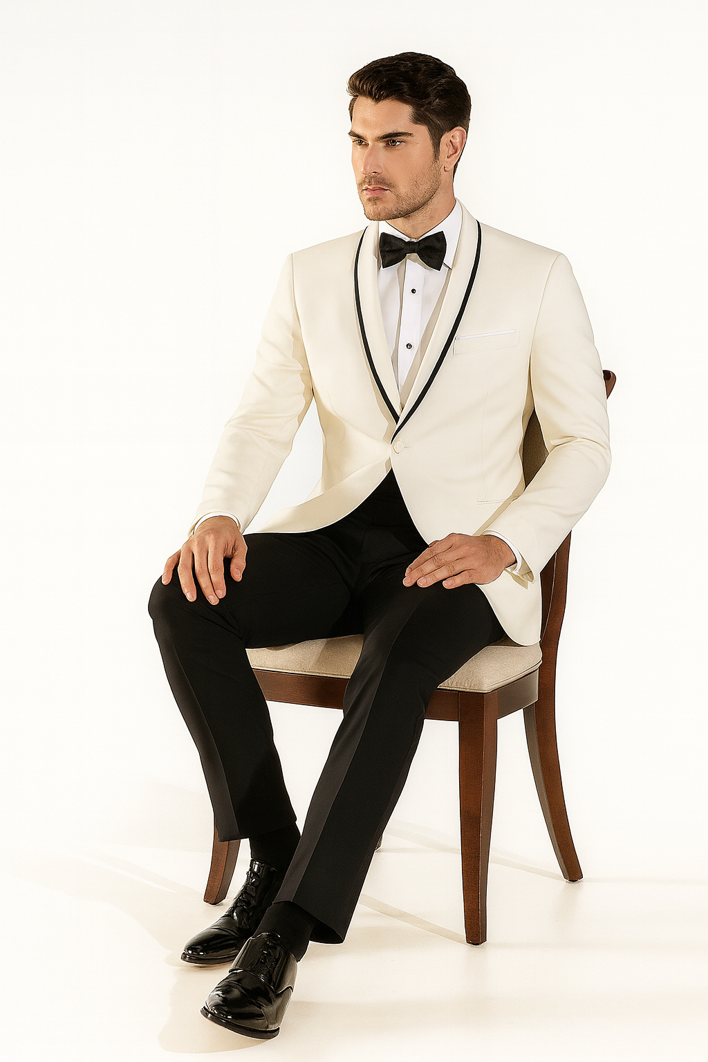 Men's One Button Ivory Tuxedo Suit