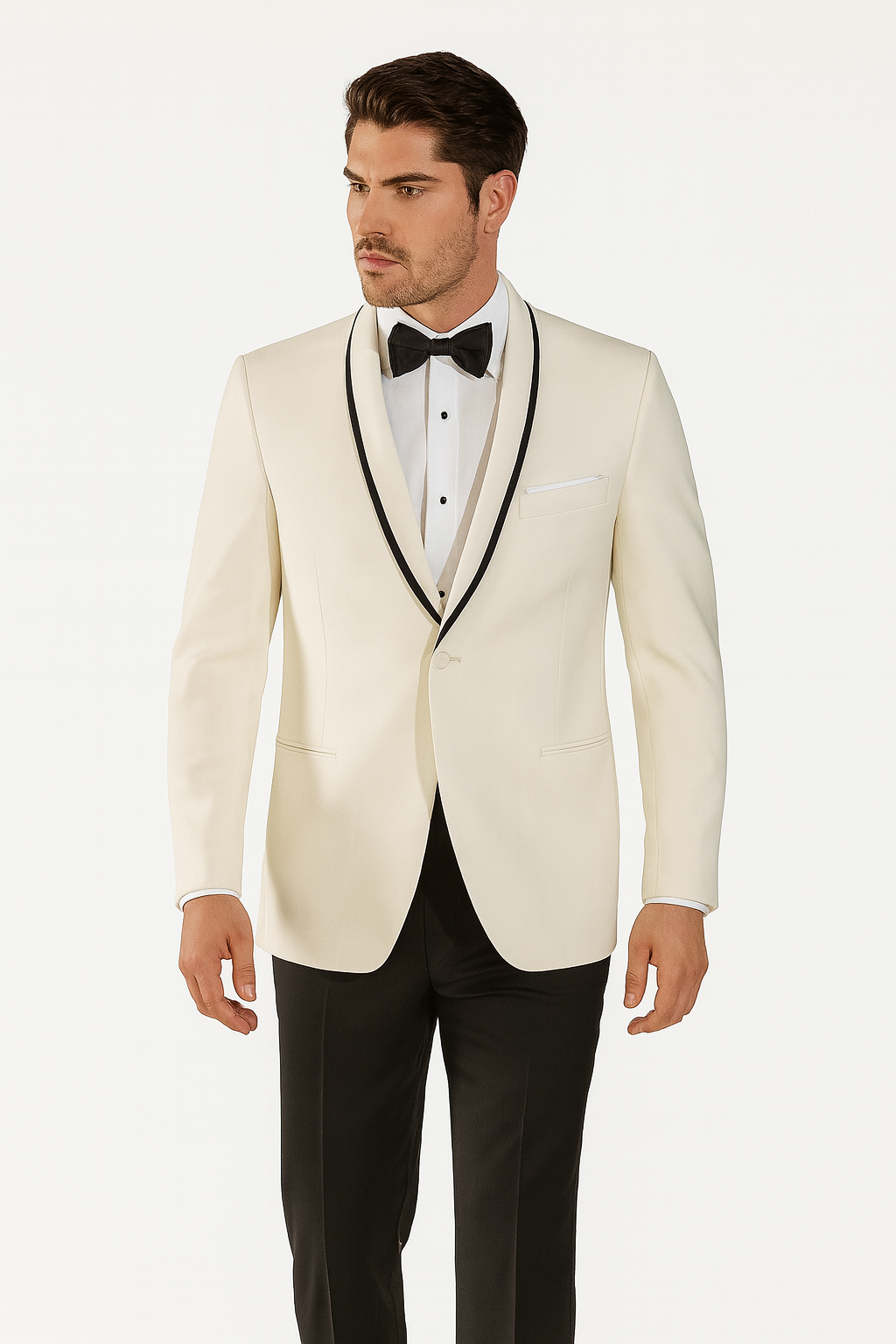 Men's One Button Ivory Tuxedo Suit