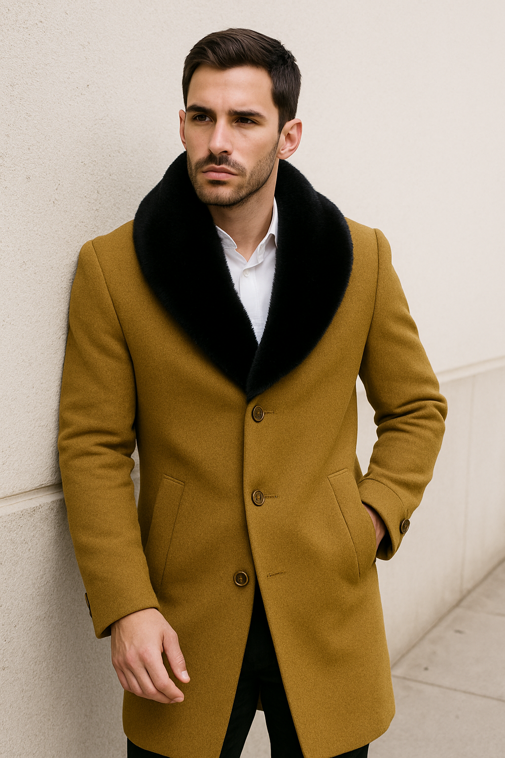 Men's Big And Tall Overcoat Long Men's Dress Topcoat - Winter coat 4XL 5XL 6XL Camel