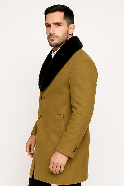 Men's Big And Tall Overcoat Long Men's Dress Topcoat - Winter coat 4XL 5XL 6XL Camel