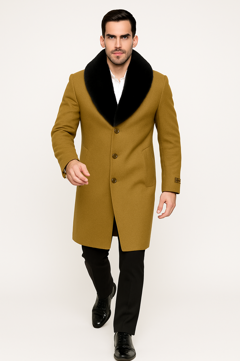 Men's Big And Tall Overcoat Long Men's Dress Topcoat - Winter coat 4XL 5XL 6XL Camel