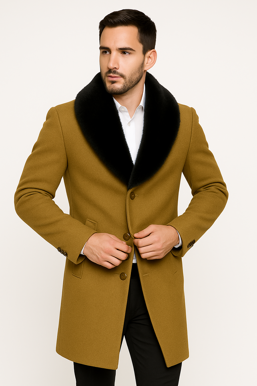 Men's Big And Tall Overcoat Long Men's Dress Topcoat - Winter coat 4XL 5XL 6XL Camel