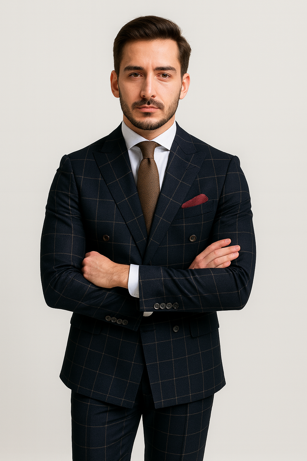 Mens Black and White Window Pane ~ Plaid Double Breasted Suits Suits