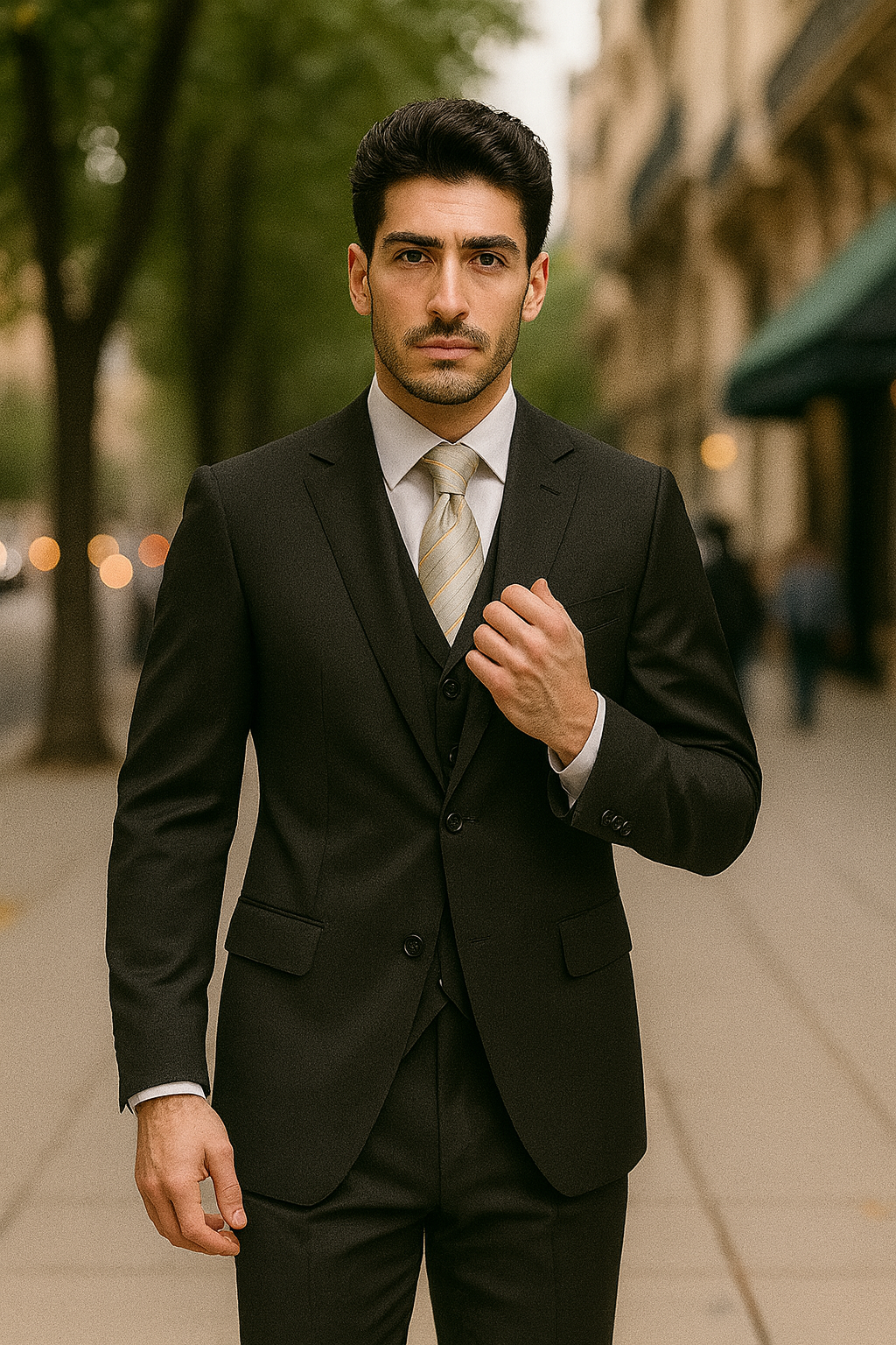 Men's 3pc Suit Brown Pinstripe Suit Brown 2 Piece Suits - Two piece Business suits Suit