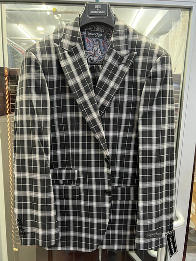 Black & White Plaid Blazer - Modern Fit Sport Coat