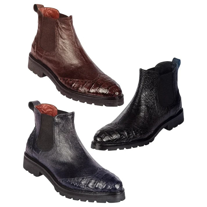 Calfskin Crocodile Tractor Sole Chelsea Boots