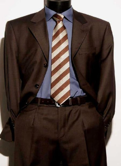 Chocolate Brown Italian Super 150's Wool premier quality italian fabric Design Men's Three buttons Suit - mensusa