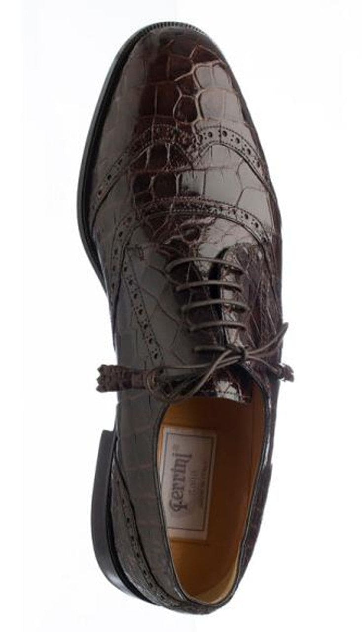 Ferrini Chocolate Brown Alligator Wingtip Shoes