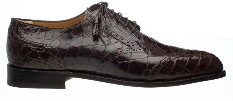 Ferrini Chocolate Brown Alligator Wingtip Shoes