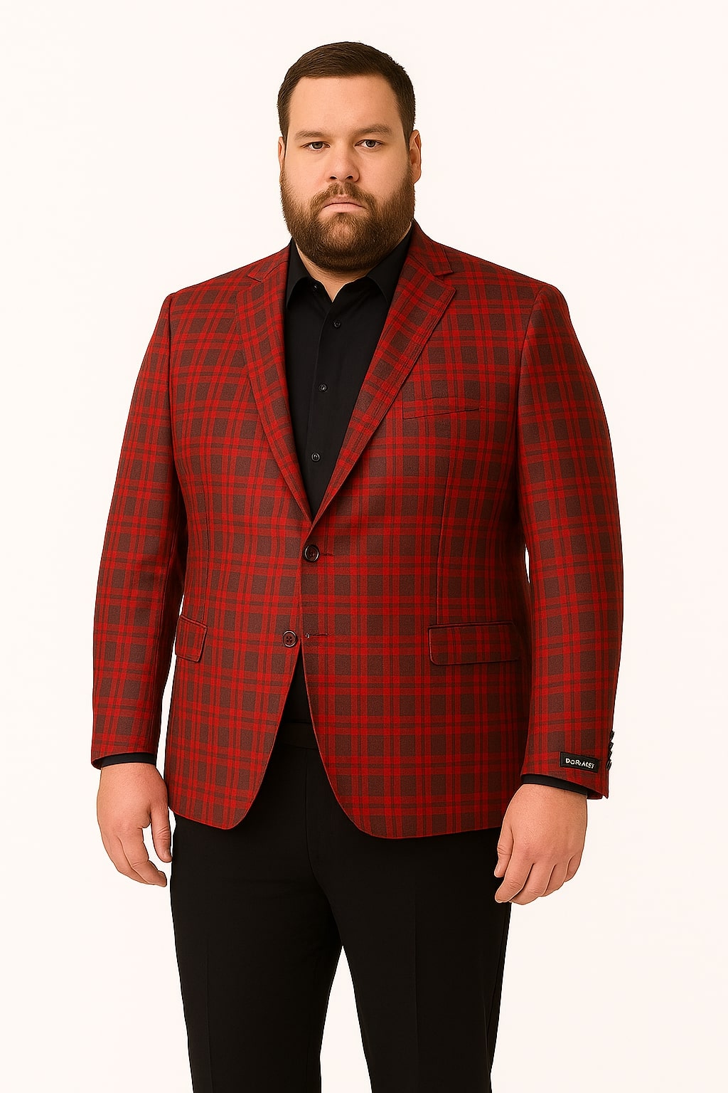 Red Plaid Modern Fit Windowpane Blazer