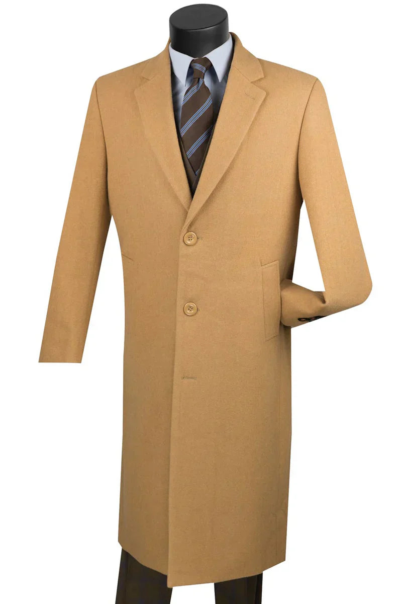 Men's Camel Wool & Cashmere Full Length Topcoat
