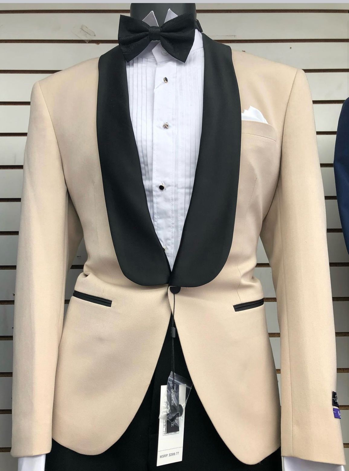 Champagne Tuxedo Jacket with Black Shawl Lapel