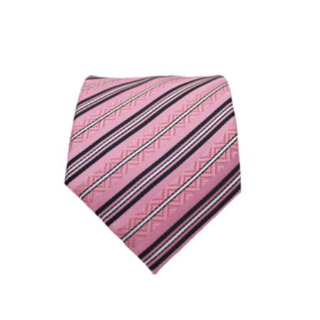 Slim Classic Necktie with Matching Handkerchief - Tie Set Pink - Men's Neck Ties - Mens Dress Tie - Trendy Mens Ties