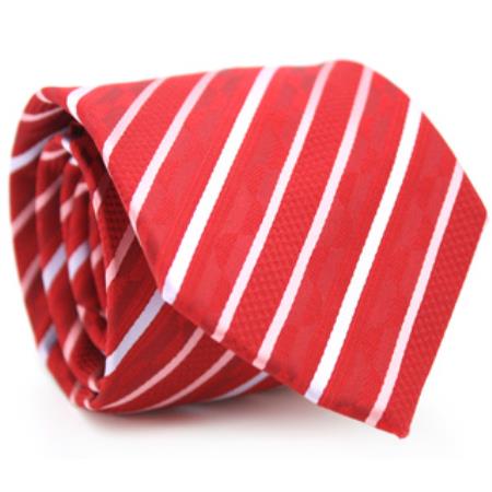 Slim Classic Red Necktie with Matching Handkerchief - Tie Set - Men's Neck Ties - Mens Dress Tie - Trendy Mens Ties