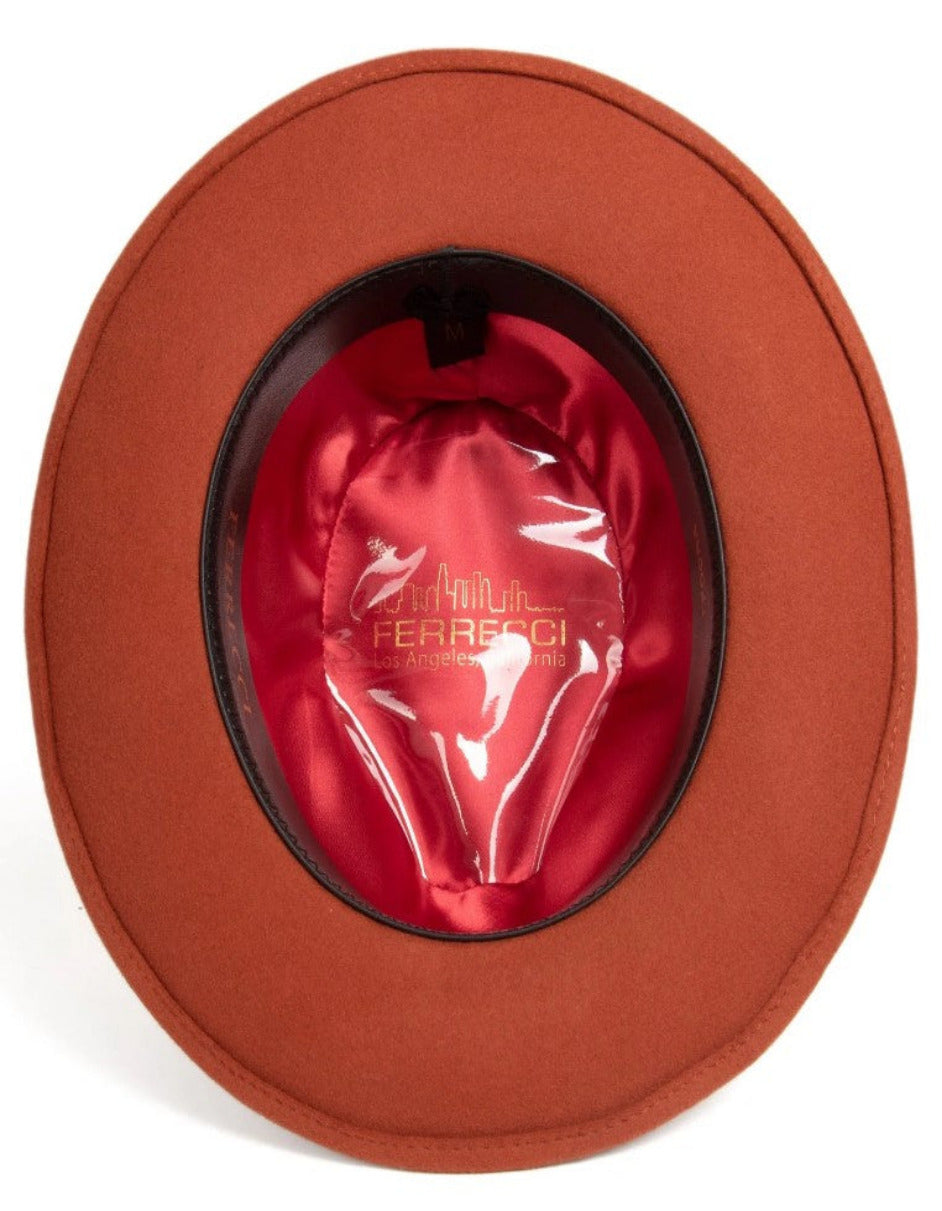 Rust 1920s Wool Fedora Dress Hat for Men