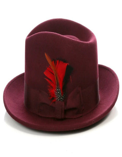 1920s Burgundy Fedora β Menβs Classic Wool Dress Hat