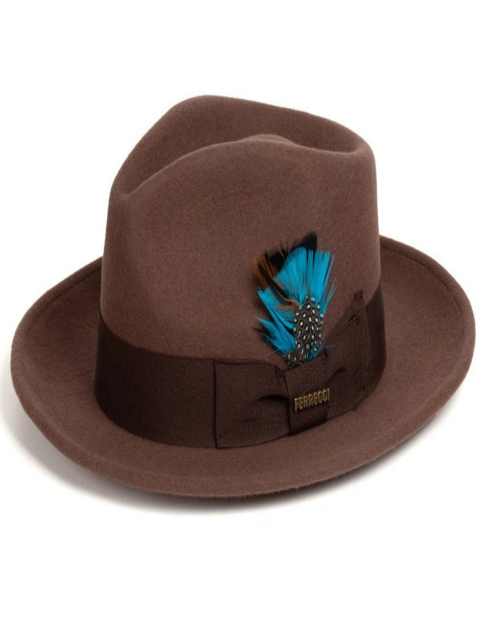 Brown 1920s Wool Fedora Dress Hat for Men