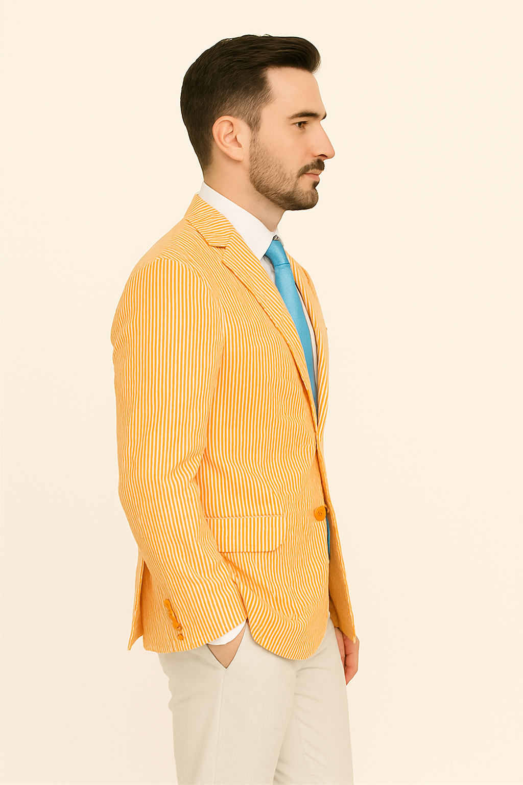 Striped Seersucker Orange Blazer