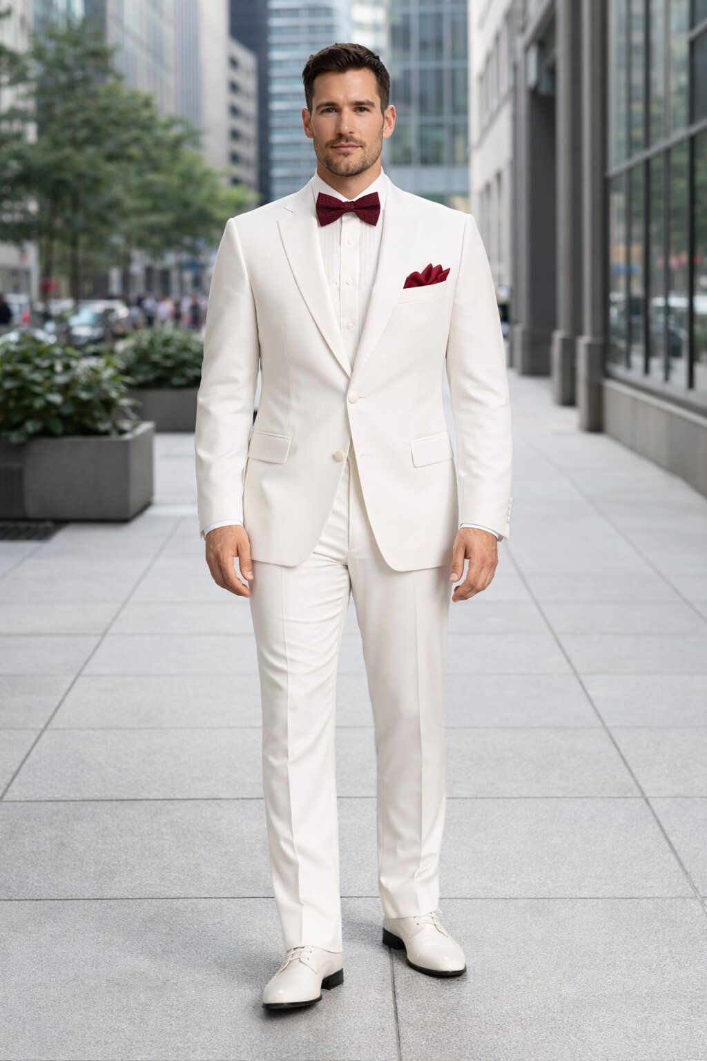 White Classic Fit 2-Button Wedding Tuxedo