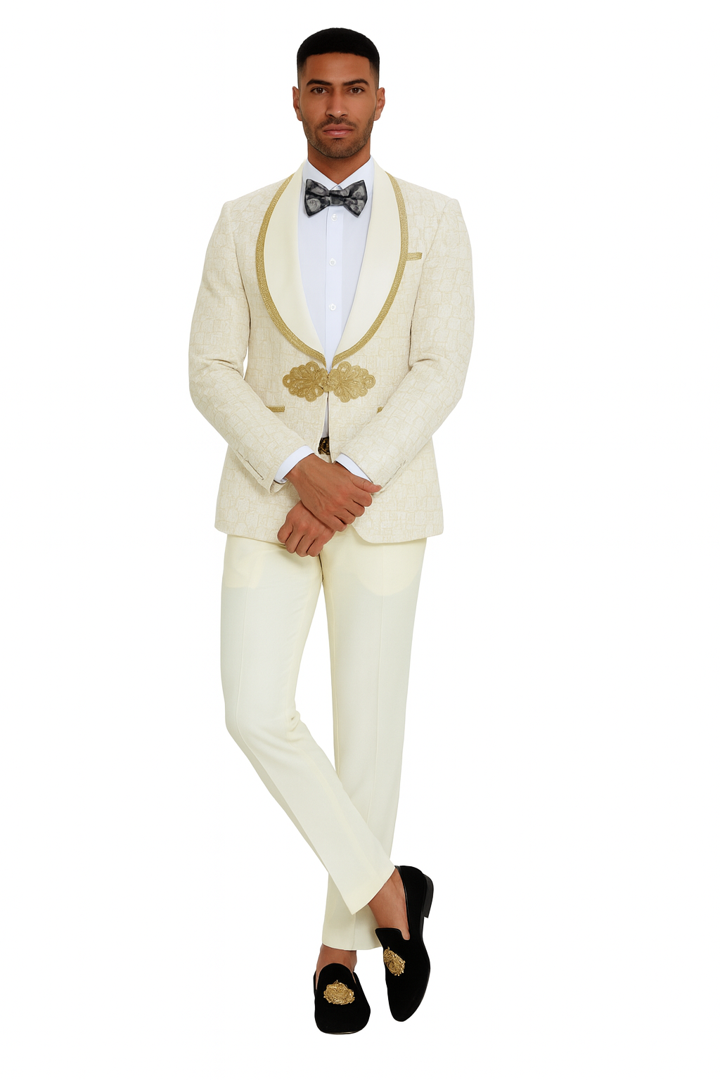 Ivory and Gold 2pc Suit by Tazzio