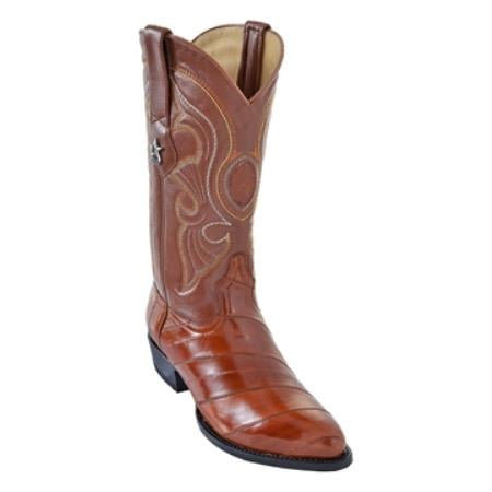 Los Altos Boots Cognac R-Toe Genuine Eel - Botas De Anguila