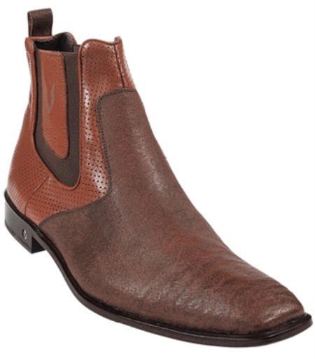 Men's Short Boots Men's Cognac Genuine Shark Dressy Boot Ankle Dress Style For Man