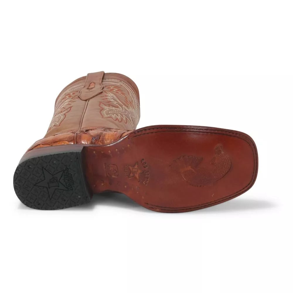 Los Altos Cognac Pirarucu Boots Square Toe
