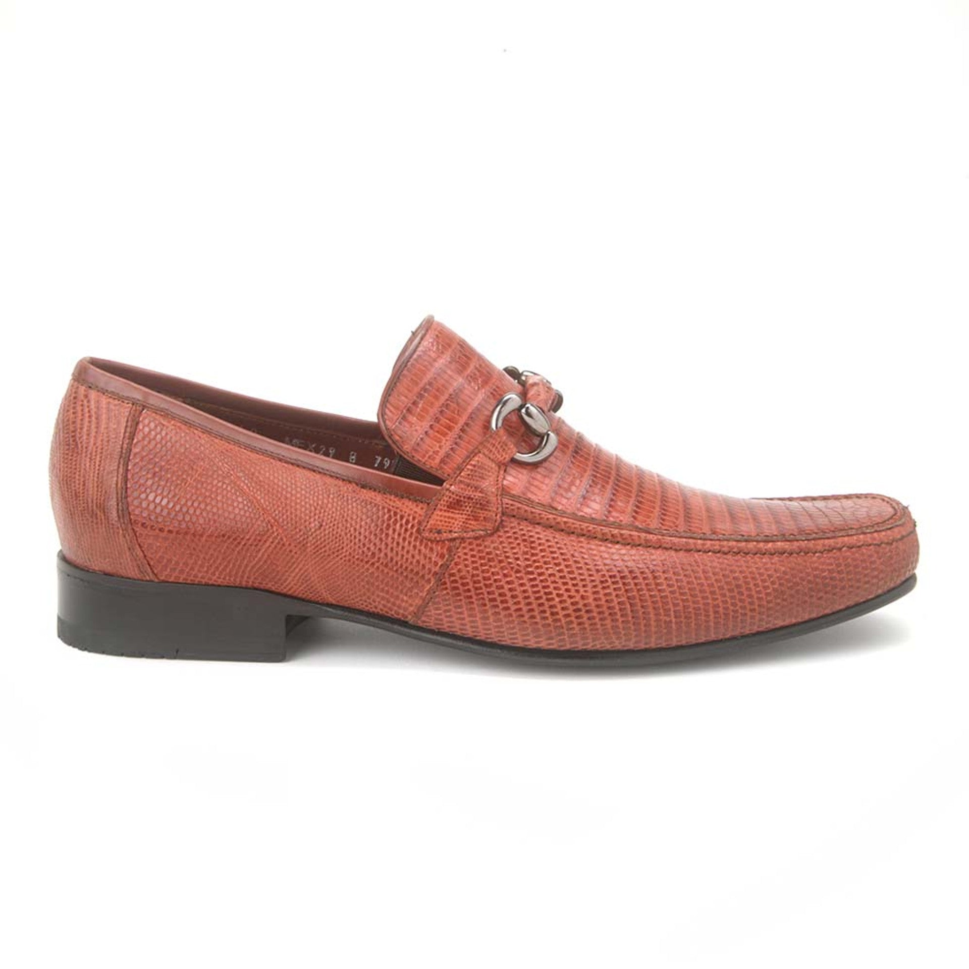 Teju Lizard Skin Bit Slip-ons by Los Altos
