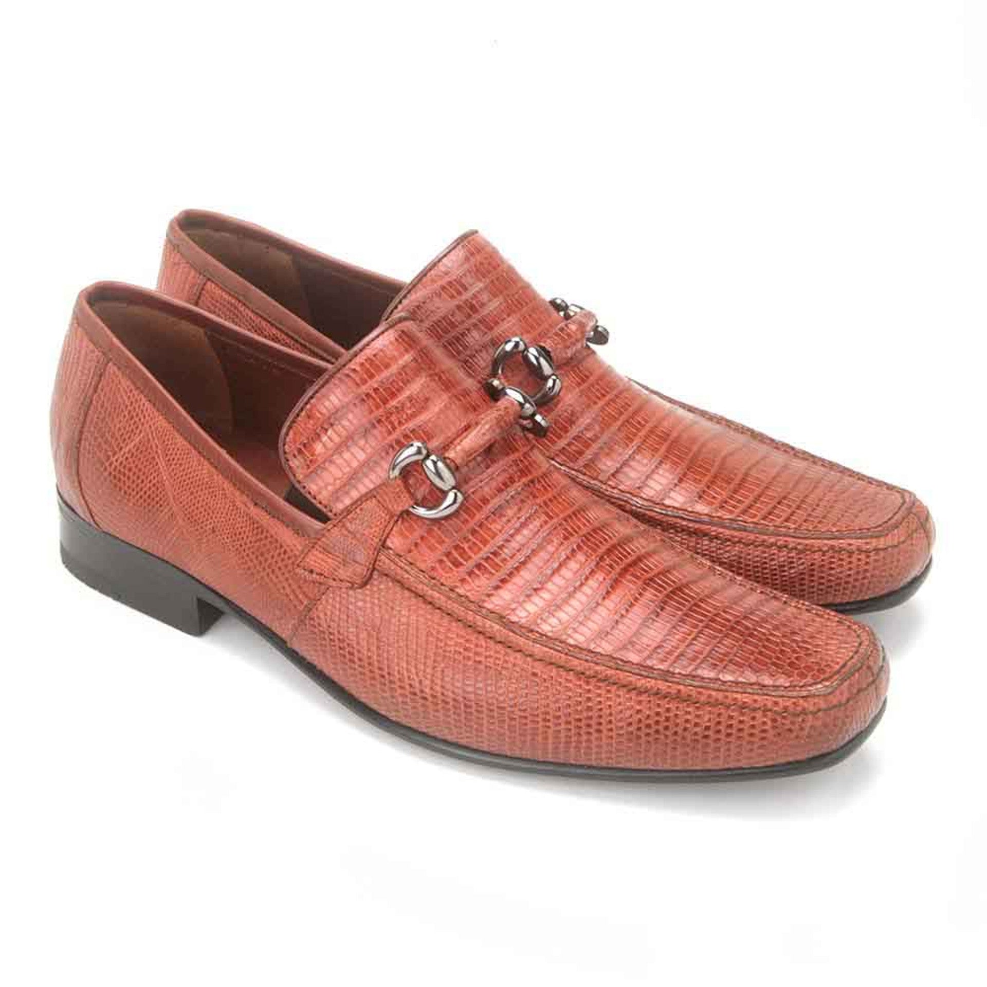 Teju Lizard Skin Bit Slip-ons by Los Altos