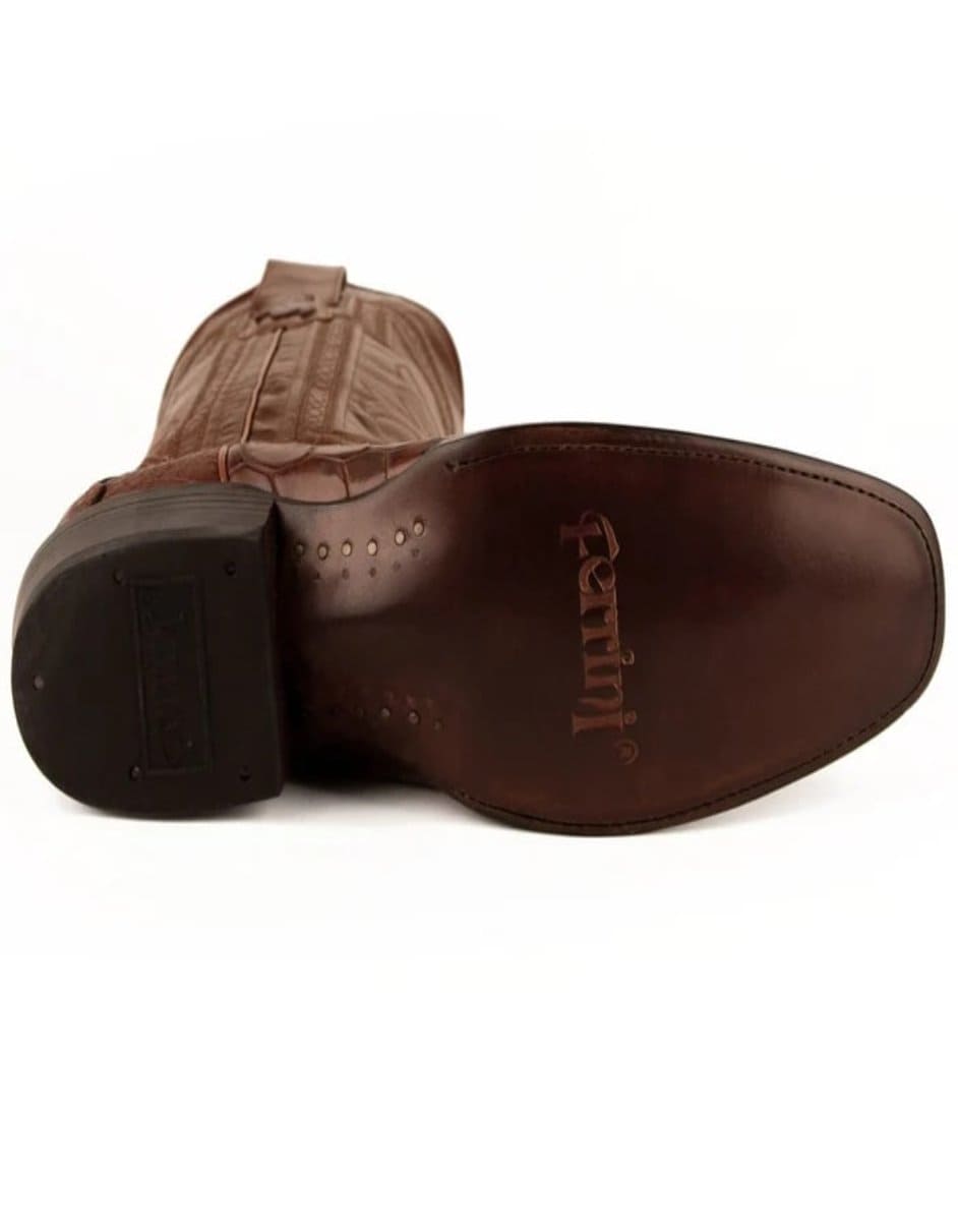 Ferrini Men's Alligator French Toe Boots Cognac