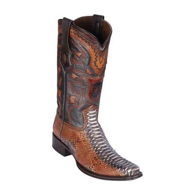 Rustic Cognac Python Square Toe Men’s Boot