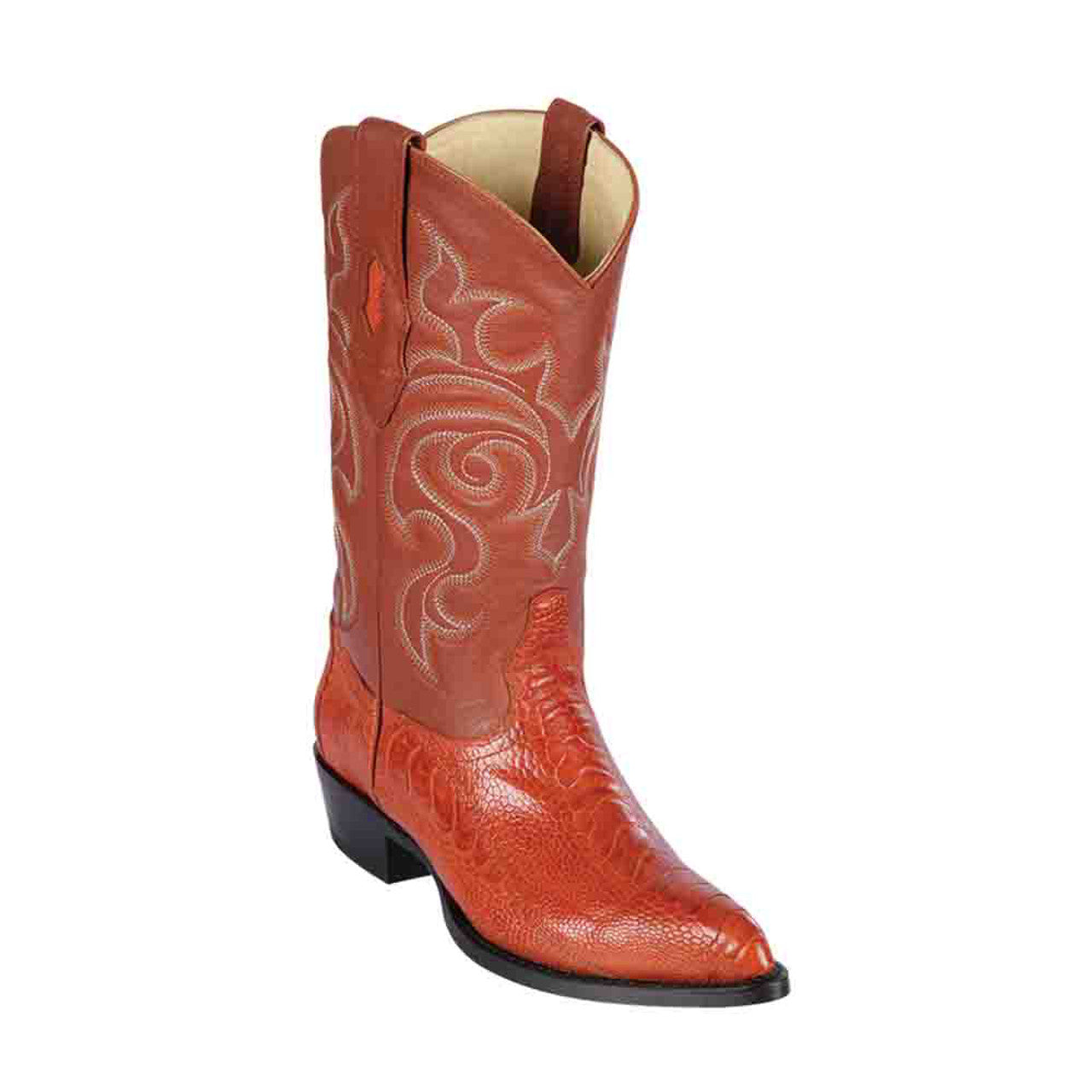 Los Altos Men's J Toe Ostrich Boots Cognac