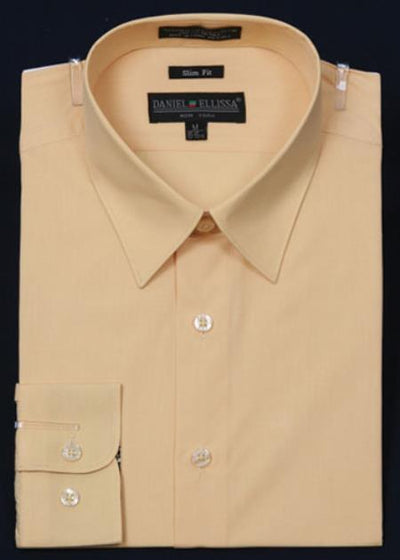 Affordable Clearance Cheap Mens Dress Shirt Sale Online Trendy - Slim Fit - Corn Color Men's Dress Shirt