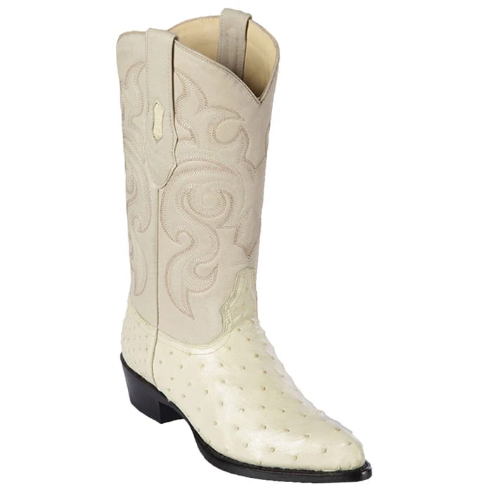 Winter-White Ostrich Cowboy Boots by Los Altos