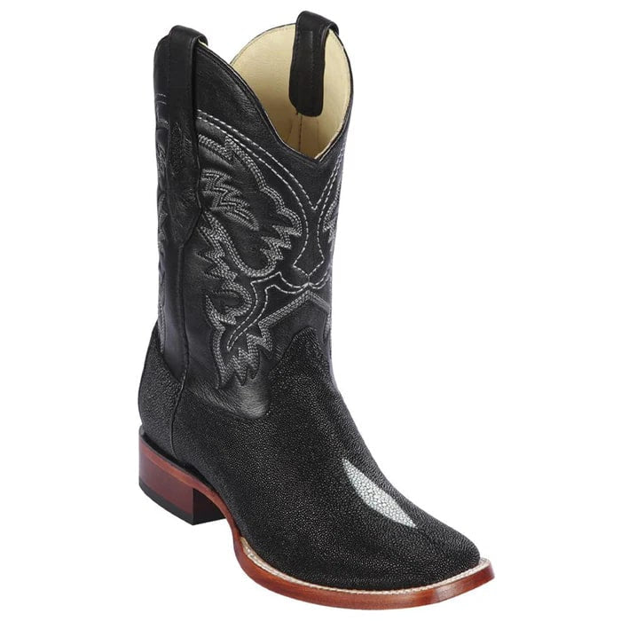 Black Suede Square Toe Cowboy Boots