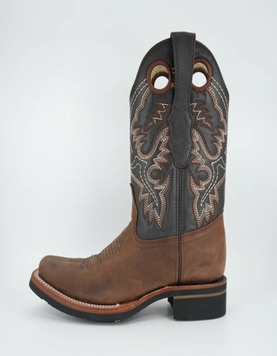 Men’s Wide Square Toe Crazy Brown Boot