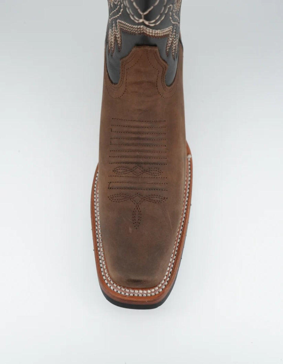 Men’s Wide Square Toe Crazy Brown Boot