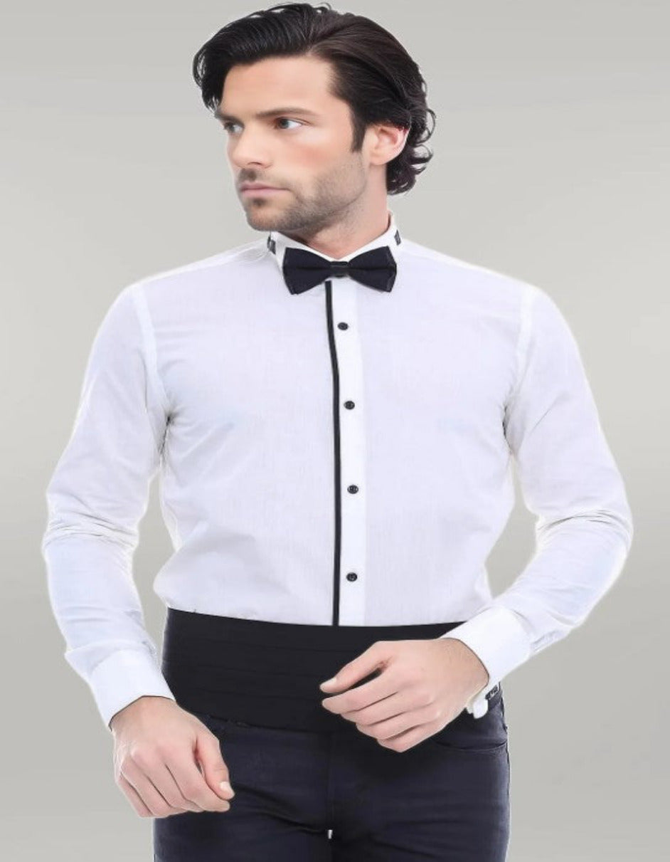 Cream Tuxedo Shirt by Alligator Warehouse