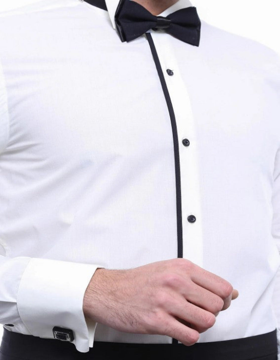 Cream Tuxedo Shirt by Alligator Warehouse