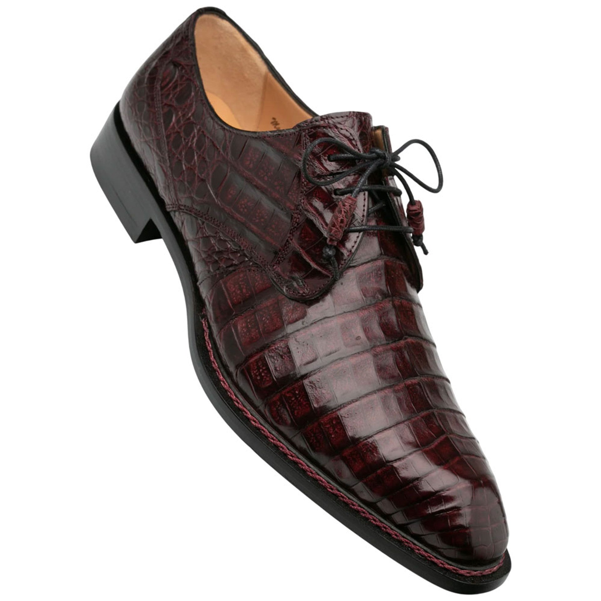 Cratos Crocodile Burgundy Derby Shoes by Mezlan