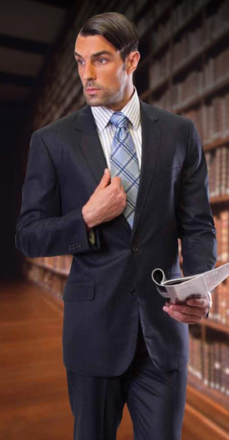 Cut Style Jacket & Pants CLASSIC SLIM FIT 2 PIC BUTTON Men's SUIT Pick Stitched 100% Super 150'S Dark Navy Dark Blue Suit mensusa